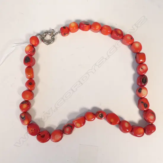 RED COLOURED CORAL MULTI BEAD NECKLACE