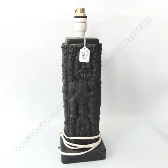 RESIN MAORI LAMP BASE NO SHADE H. 380MM TO FITTING