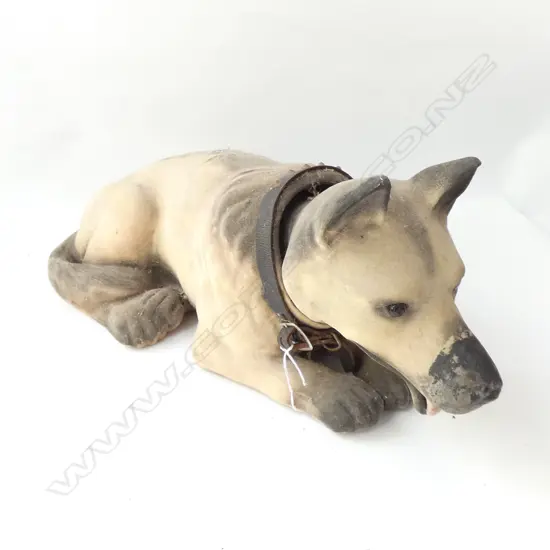 A VINTAGE COMPOSITE DOG WITH NODDING HEAD L 470 MM