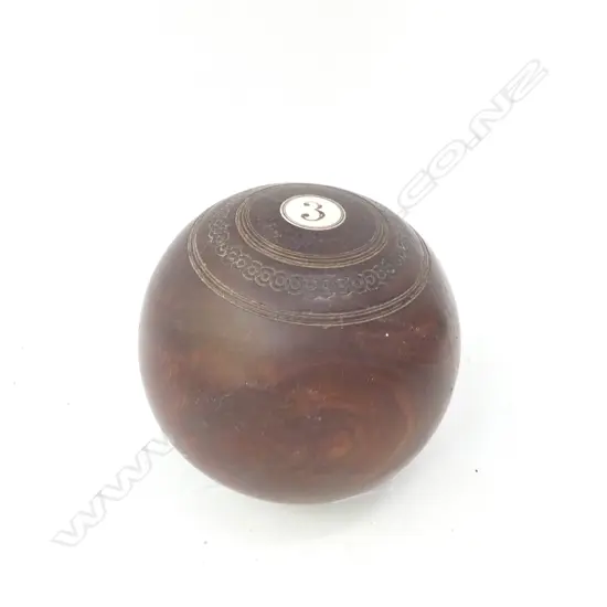 ANTIQUE WOODEN & IVORY LAWN BOWLS BALL