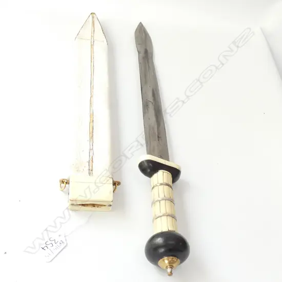 FAUX IVORY SWORD AND SCABBARD
