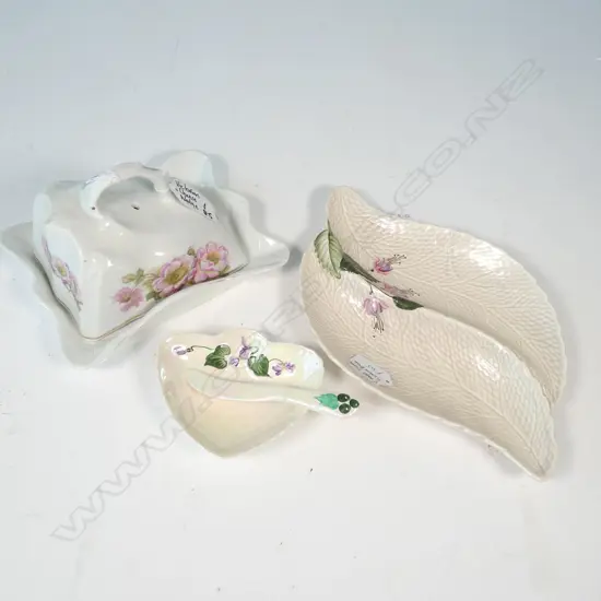 CROWN DEVON PLATTER, PATE DISH & KNIFE + CHEESE DISH