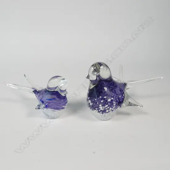 2 GLASS ART BIRDS L. 150MM