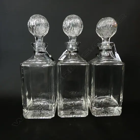 3 SQUARE DECANTERS 