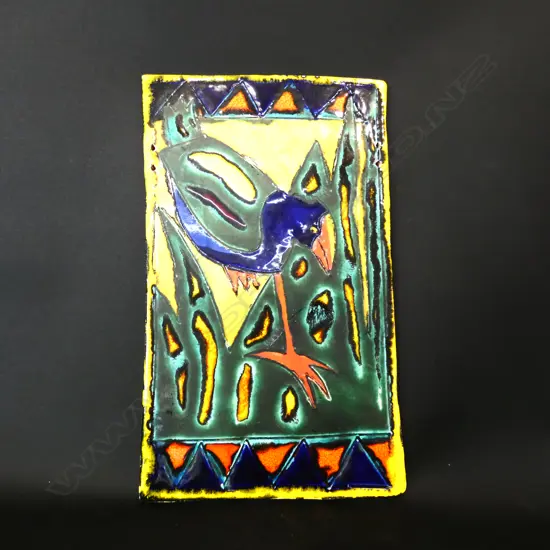 MORRIS & JAMES PUKEKO WALL PLAQUE, SIGNED & STAMPED, 370 X 220MM