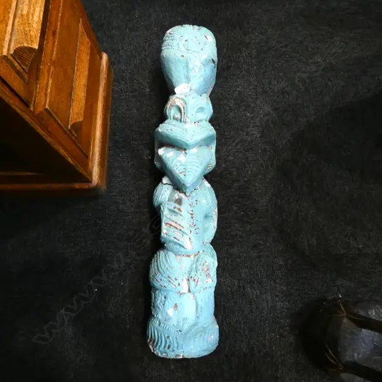 OLD PAINTED CONCRETE MAORI TOTEM  A.F. 740MM L