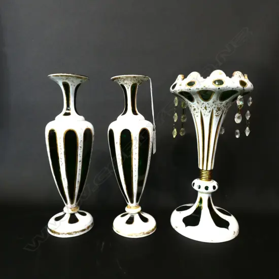 THREE VENETIAN PIECES, LUSTRE & TWO VASES, H.240MM, ALL AF 