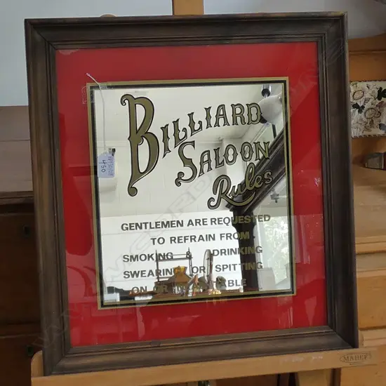 NOVELTY MIRROR 'BILLARD SALOON RULES...' 455 X 495