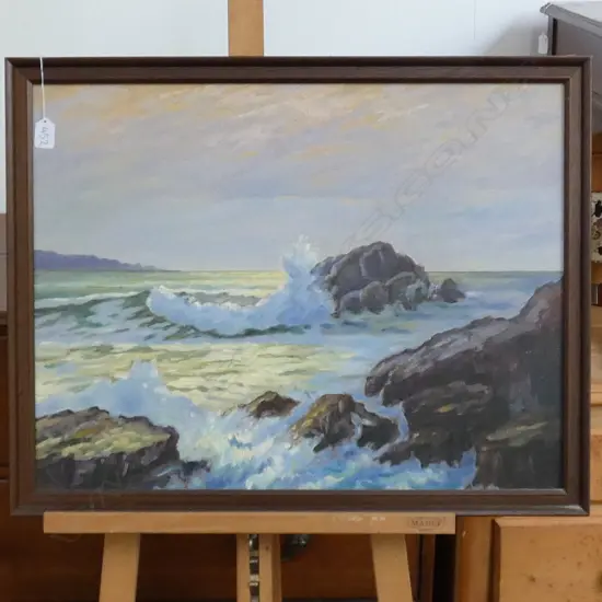 F. S. DROMGOOLE 1910 - 1988 'LATE AFTERNOON ROCKS, WESTPORT S. I.'  OIL ON BOARD 710 X 560MM