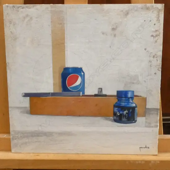 JU PRADES (FRANCE) MIXED MEDIA 2011 'BODEGON CON PEPSI' 300 MM SQ