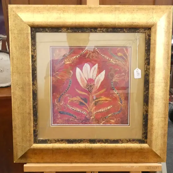 MIXED MEDIA PRINT, 570MM SQUARE WITH FRAME