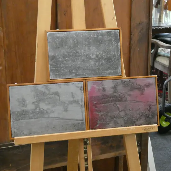 3 SIGNED ZINC ARTWORKS 265 X 185MM