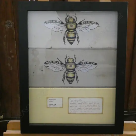 PHILIPPA BENTLEY 'TWO HONEY BEES' HAND PAINTED SILKSCREEN 360 X 455MM 