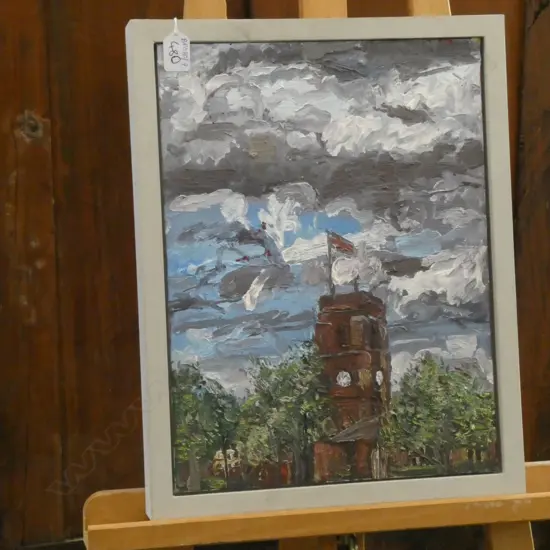 SUSAN WILSON 'CHELSEA OLD CHURCH' OIL ON BOARD 2009 450 X 350MM