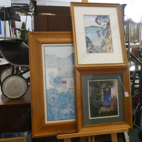 2 FRAMED PRINTS + RANGITOTO W/COLOUR H 720 MM