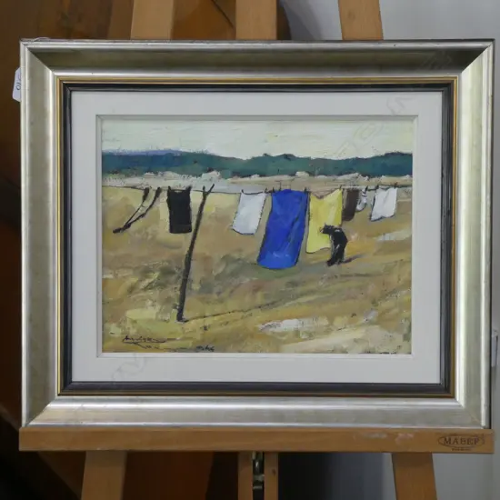 RUSSELL HOLLINGS 'OHAEWAI' OIL ON BOARD 500 X 420MM