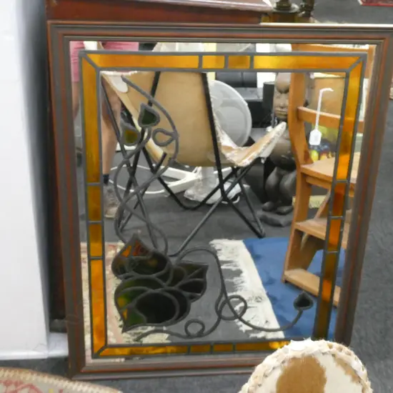 DECORATIVE MIRROR FAUX LEADLIGHT 960 X 770MM