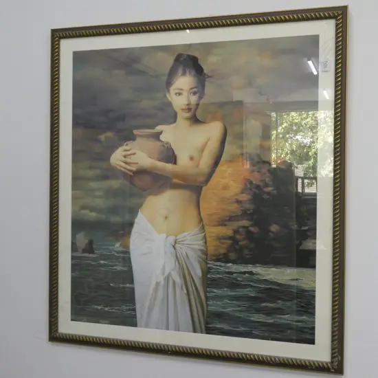 LGE PRINT COASTAL YOUNG WOMAN WITH AMPHORA 