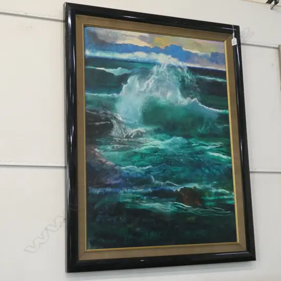 LGE ACRYLIC PAINTING CRASHING WAVE SIGNED ANTHONY