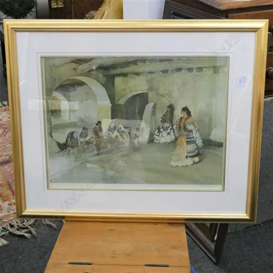SIR WILLIAM RUSSEL FLINT SIGNED PRINT: WASH DAY