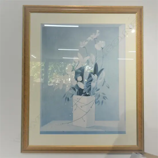 LGE FRAMED 'HALL HAMPTON' FRAMED STILL LIFE PRINT 1.3 X 1.1M faded