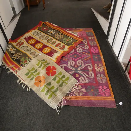 KELIM RUG + 2 SMALLER WOVEN RUGS