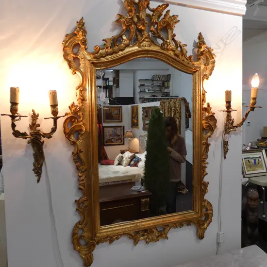 PR VINTAGE BRASS SCONCES IN GILDED BRONZE CONVERTED TO ELECTRIC 400MM H