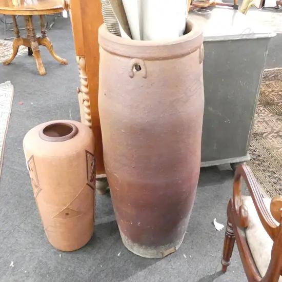 EXTRA TALL TERRACOTTA STORAGE POT, DARK GLAZE EFFECTS, H. 1040MM