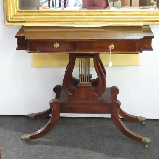 REGENCY STYLE LYRE BASE TABLE W. 900MM H. 840MM