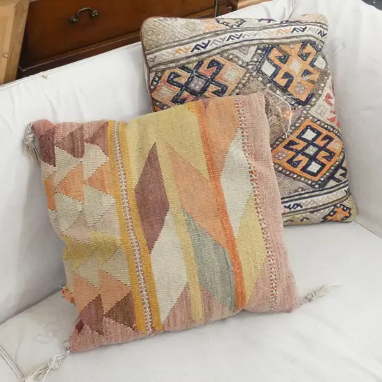 TWO MOROCCAN KELIM CUSHIONS