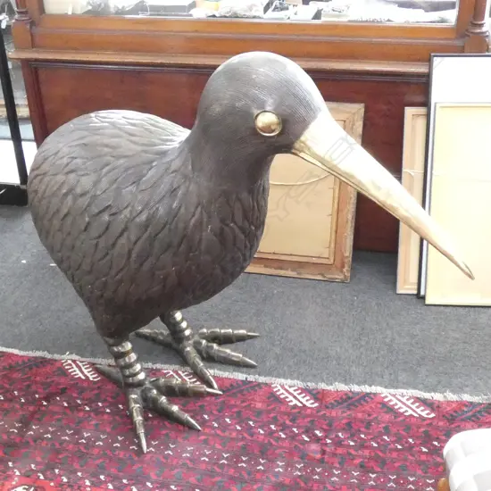 MASSIVE BRONZE / BRASS KIWI POLISHED BEAK H. 1M
