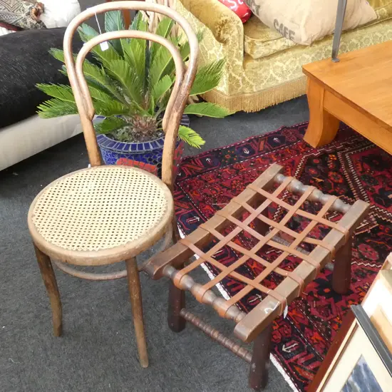 BENTWOOD CHAIR + STOOL