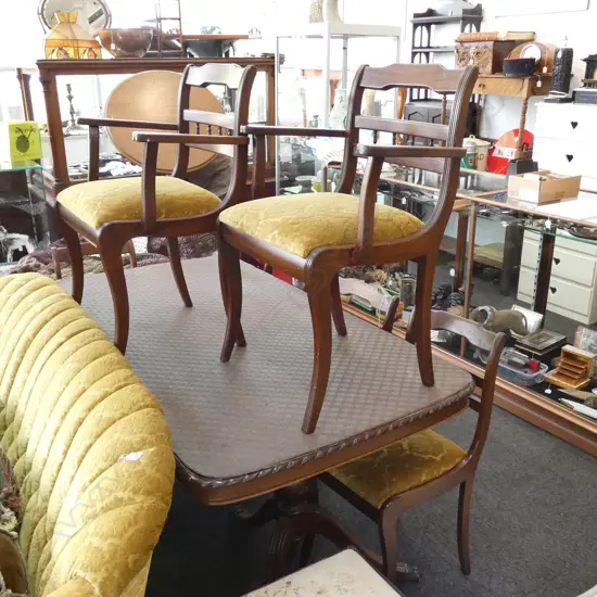 DOUBLE PEDESTAL DIING TABLE & 6 CHAIRS 