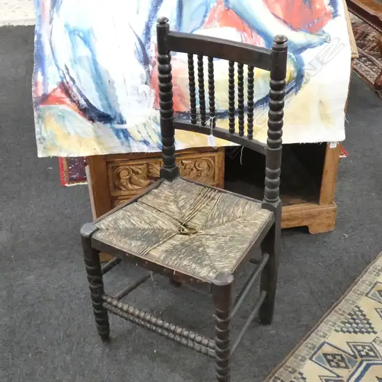 RUSH SEATED CHAIR BOBBIN TURNED BACK (AF)