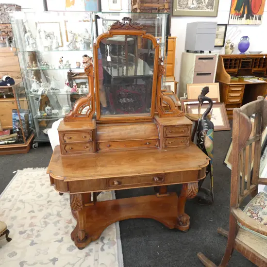 VICTORIAN WALNUT DRESSING TABLE W. 1220MM
