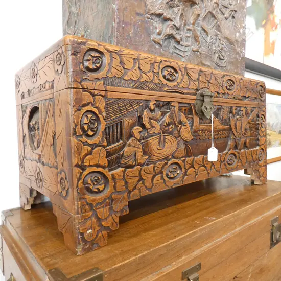 CARVED CHINESE CAMPHOR BOX L. 730MM 