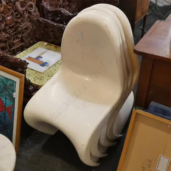 4 PANTON STYLE OUTDOOR CHAIRS 