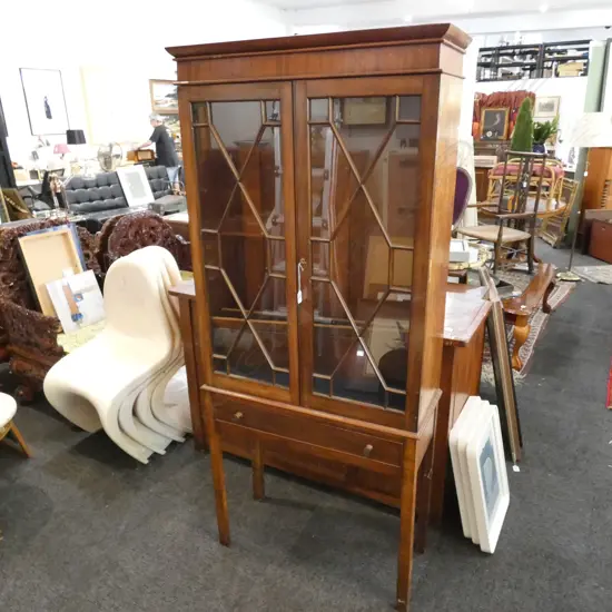 GLAZED MAHOGANY CABINET 1735MM H 770MM W