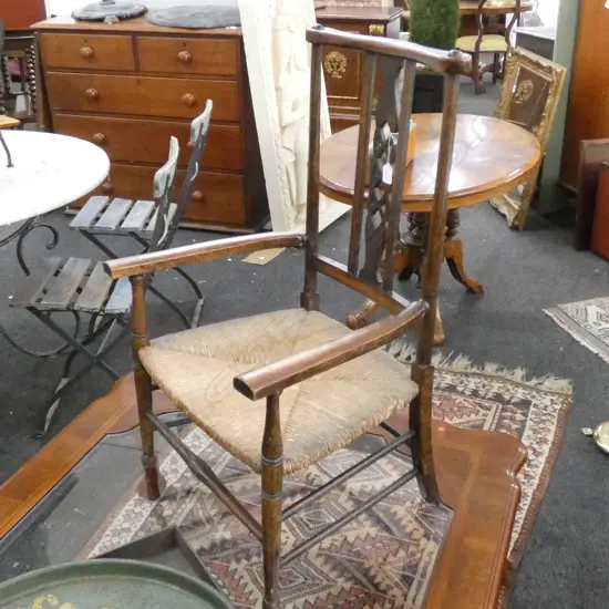 OAK AND RUSH CHAIR
