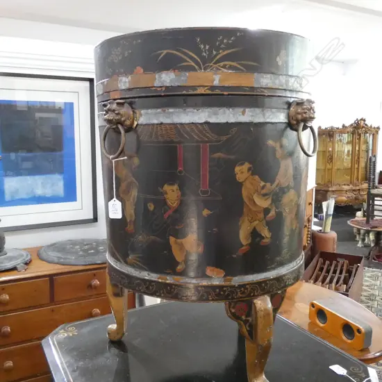 ORIENTAL CIRCULAR DRUM SIDE TABLE 660MM H 460MM DIA