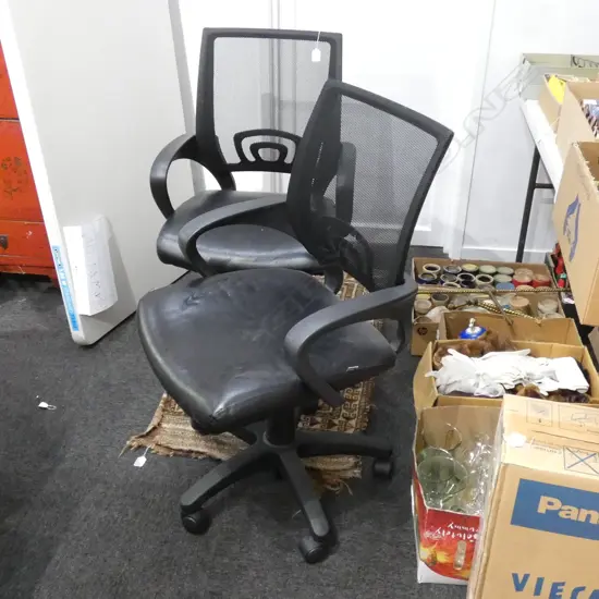 TWO BLACK COMPUTER CHAIRS