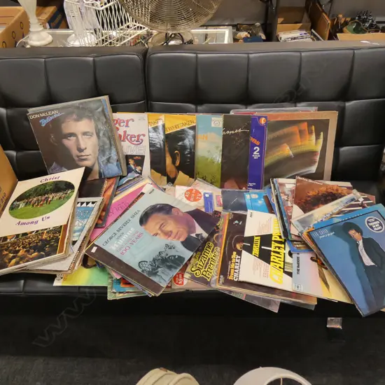 BOX OF RECORDS INCL. ABBA, BLONDIE, BEE GEES ETC 