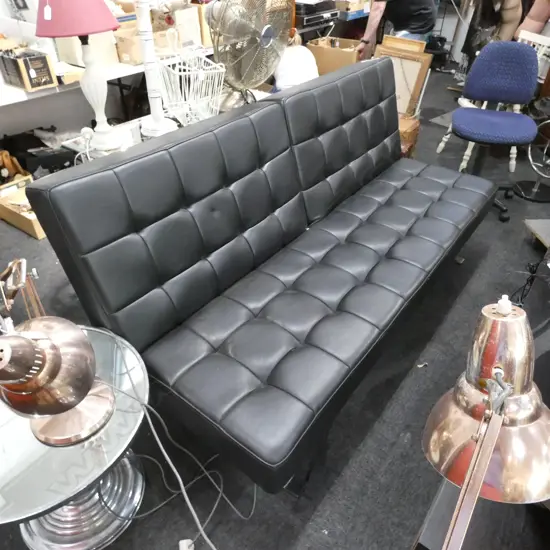 BLACK SOFA BED, 1800MM X 100MM APPROX WHEN FLAT