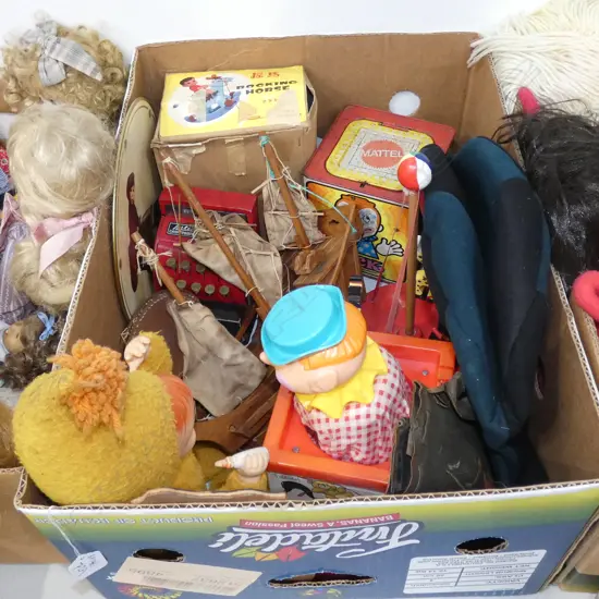 LOT ASST TOYS MATTELL/CHINESE/WOODEN ETC