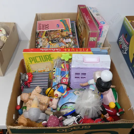 2 BOXES OF TOYS AND JIGSAWS