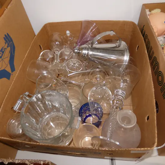BOX LOT ASST. GLASSWARE