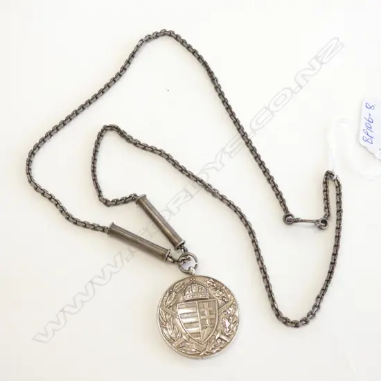  SILVER FINISHED MILITARY MEDAL ON CHAIN OLD/NEW?