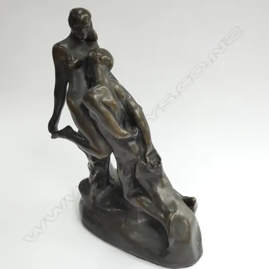 C 1920 PLASTER CAST BRONZED FIGURE