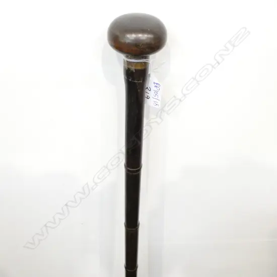 ROSEWOOD AND BRASS WALKING STICK L. 900MM