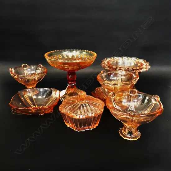 10 PCES PINK GLASS DEPRESSIONWARE